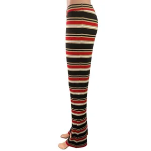 Uniqlo x Marini Red Striped Wool Ribbed Knit High Rise Semi Flare Pants Size L thumbnail 2