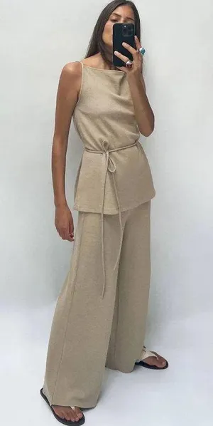 ZARA Basic Soft Pants in Light Camel thumbnail 1