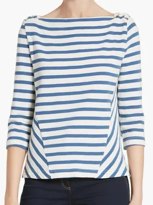 Veronica Beard Lincoln Mariner Striped Lace Up Shoulder Top Medium‎ Nautical thumbnail 1