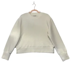 Varley Horton Side Zip Active Sweatshirt Oversized XS Ivory Cream Ribbed Flawed‎ thumbnail 2