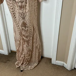 Formal sequence Dress v square Neck long Sleeve Mermaid Evening Gown Size 1X. thumbnail 8