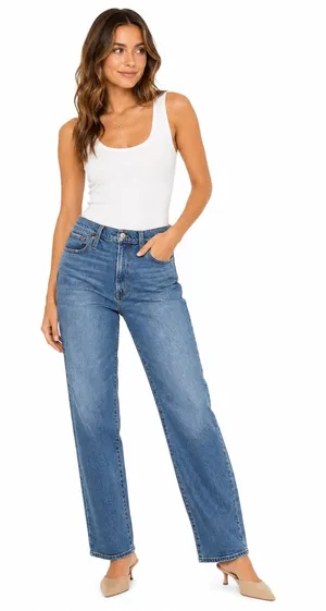 Madewell Women’s Jeans 36x32 Tall Blue Wash Straight Leg Cotton Stretch Denim thumbnail 1