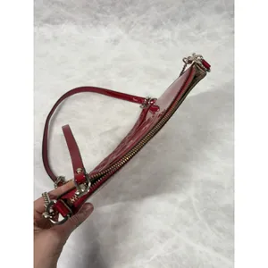 Guess Red Patent Quilted Crossbody‎ Bag Logo Embossed Chain Strap Purse Chain thumbnail 5
