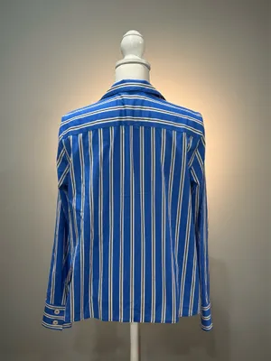 Blue Talbots Striped Non-Iron Half Button Down Shirt Size S Like New thumbnail 2
