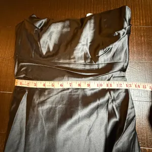 Lulus Exquisite Shine Black Satin Rhinestone Strapless Maxi Dress Gown Med NWT thumbnail 6