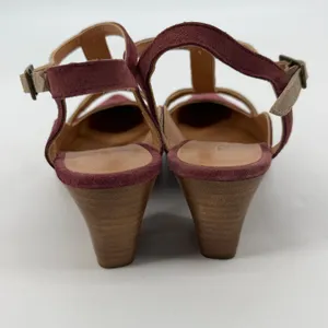 Sundance Women Burgundy Suede T-Strap Pointed Toe Block Heel Pumps Shoes‎ thumbnail 3
