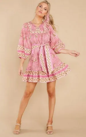 💕CLEOBELLA💕 Magdalena Mini Dress ~ Pink Wildflower Block Print Medium M NWT thumbnail 10