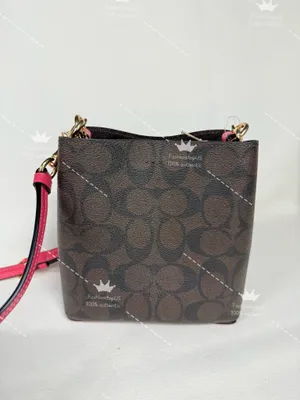 Coach C7269 Mini Town Bucket Bag In Signature Canvas Brown Strawberry Crossbody thumbnail 3