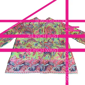 La Cera Pink & Green Paisley Print Quilted Reversible Jacket (L) thumbnail 12