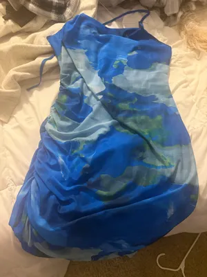 Blue multicolor Amazon tight fitting maxi dress thumbnail 1