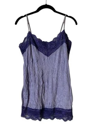 Xhilaration Vintage Cami Tank Top Lace Trim Purple Y2K Grunge Coquette Size Large thumbnail 1