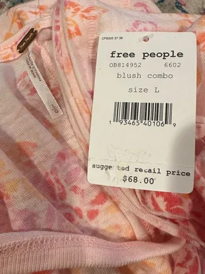 Free People Tourist Tee Floral Pink blush combo fairycore L short sleeves thumbnail 6