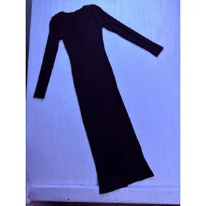 ASOS Design Maxi Dress Womens 4 Black Ribbed Long Sleeve Scoop Neck Bodycon thumbnail 5