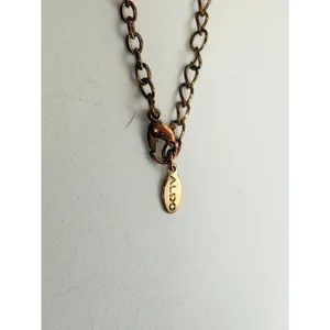 Aldo Statement Necklace Cream Tan Gold Bib‎ Geometric Boho Art Deco Structured thumbnail 5