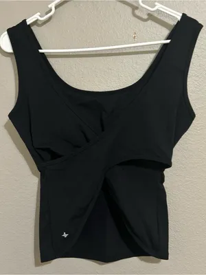 Halara Black U Neck Crossover Yoga Padded Longline Tank Top Women’s Size Small thumbnail 7