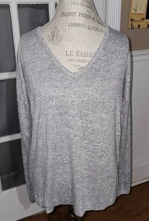 Rag‎ & Bone/ Jean Womens Heathered Gray V Neck Sweater Medium thumbnail 1