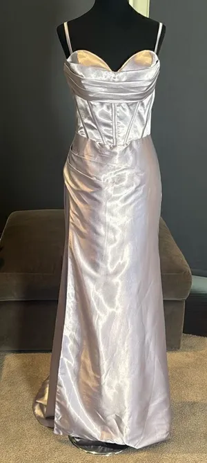 Women’s Full Length Prom Party Dress Criss Cross Straps Leg Slit Size 10 NWOT thumbnail 1