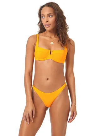 L*Space Camellia Mango Orange Balconette Underwire Bikini Swim Top Size M thumbnail 1