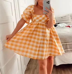 Boutique Gingham Babydoll Dress thumbnail 1