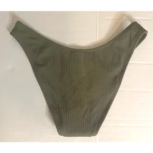 J Crew Olive Green Textured Curved-Waist Cheeky Bikini Bottom Size Large NWT‎ thumbnail 2