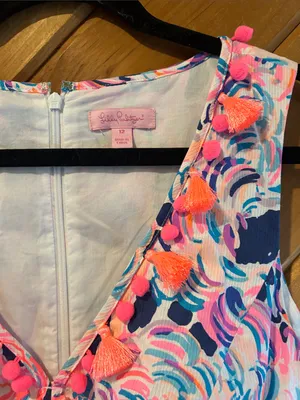 Lilly Pulitzer Head in the sand Flamingo Cabrey shift dress w pom pom accents thumbnail 9