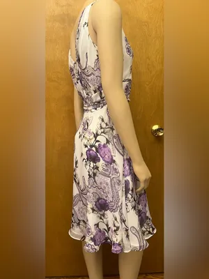 White House Black Market Chiffon A-Line Dress with Sash Tie Belt NWOT Never Worn thumbnail 5
