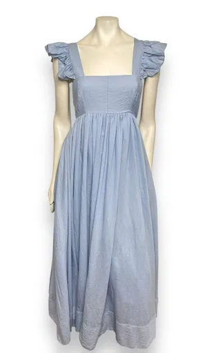 Mable Powder Blue Ruffle Flutter Sleeve Square Neck Tie Back Cut-Out Maxi Dress thumbnail 2