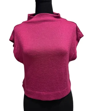 Anthropologie Pink Short Sleeve Knit Top XS thumbnail 1