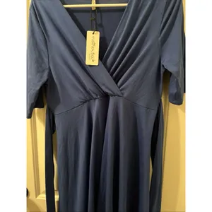 Mother Bee Maternity Womens Midi Dress Stretch Size Large Royal Blue thumbnail 4