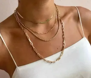 Anthropologie 14k paperclip link necklace thumbnail 1