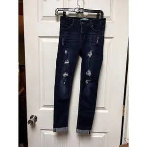 Wax Jean Size 1 Womens Juniors Blue Denim Skinny Stretch‎ Distressed Cuff thumbnail 11