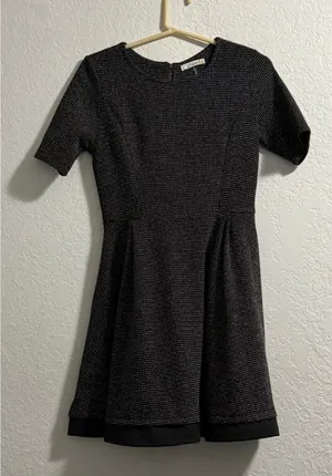 Free Bird Freebird tweed salt pepper midi Dress Size M stretchy thumbnail 1