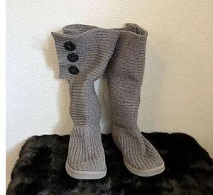 UGG Tall Sweater Boot Womens 8 Classic Cardy Wool Knit Sock thumbnail 1