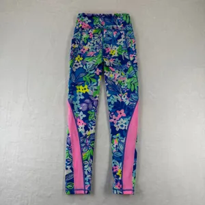 Lilly Pulitzer Luxletic Floral Leggings Blue Pink Mesh Pockets XXS‎ 009750 READ thumbnail 9