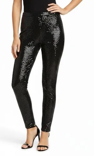 Tally Weijl Sequin Skinny Pants‎ Womens 10 Black Stretch Clubwear Y2K Glam thumbnail 1
