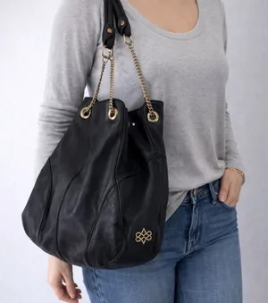 Antonio Melani Elegant Black Leather Tote Bag thumbnail 1