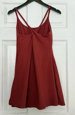 Halara SoftlyZero Plush Backless Active Dress-Easy Peezy Edition in Red thumbnail 1