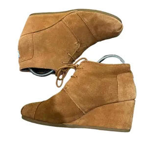 TOMS Desert Wedge Lace-Up‎ Ankle Booties Womens Size 10 Brown Hidden Wedge thumbnail 3