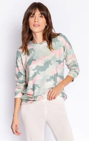 P.J. Salvage long-sleeve top features a pastel camo bloom print medium thumbnail 1