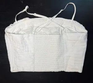 Madewell Women's White Pleated Cotton Poplin Crop Top with Side Zipper thumbnail 3