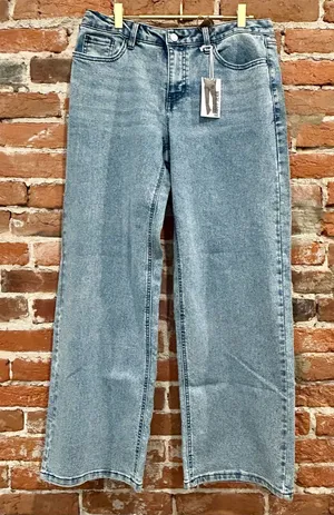 Vanilla Star Baggy Jeans Juniors 9 W29 Light Wash Floral Wide Leg NWT thumbnail 1