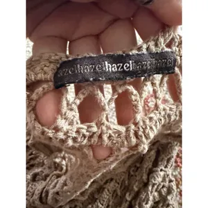 Hazel Tan Crochet Fringed Poncho Open Knit Boho Festival Wrap One Size thumbnail 3