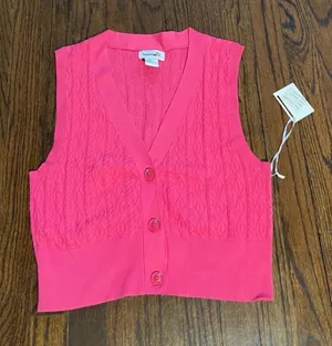 Pink Cropped Sweater Vest Size L thumbnail 1
