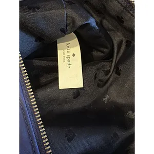Kate Spade New York Nylon Tote Bag Navy Black Leather Straps Large thumbnail 3