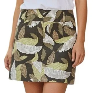 ANN‎ TAYLOR LOFT Tropical Feather Leaf Print Mini Skirt NWOT Size 4 thumbnail 1
