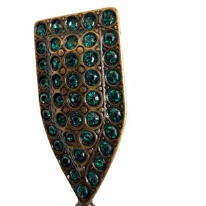 Vintage Maltese Cross Emerald Rhinestone Drop Brooch thumbnail 4