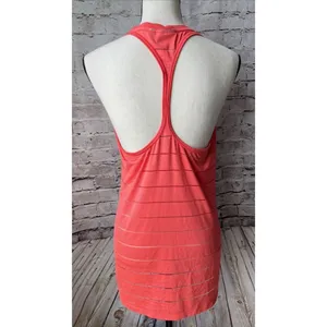 Athleta Orange Racerback Tank‎ Top Thin Sheer Stripes Size ST Small Tall Workout thumbnail 4
