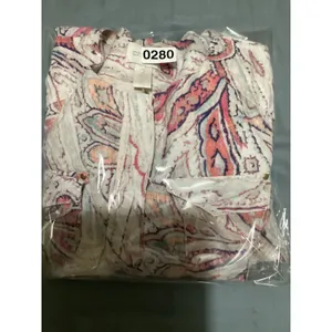 Chicos 100% Linen Paisley Zip Front Jacket Pink Purple Orange Size 2 L Large thumbnail 9