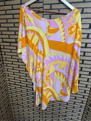 Show me Your MuMu Orange And Pink One Shoulder Flowy Dress Size Medium thumbnail 2