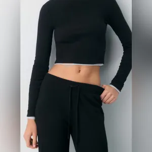 Aritzia HomeStretch Rib Kickback Pant in Black Size Medium thumbnail 3